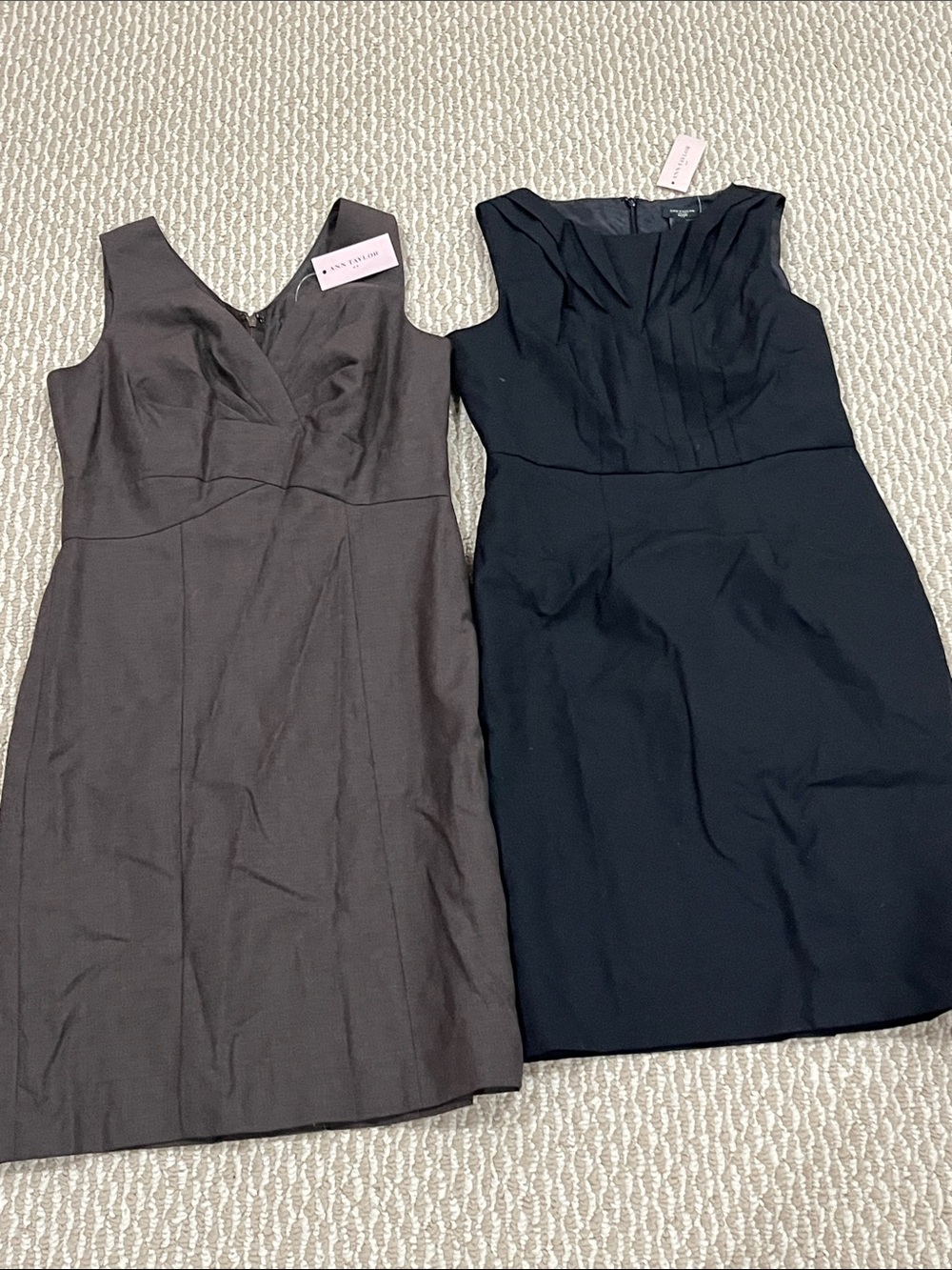 Ann Taylor Black Sheath Dress and Brown V-Neck Sheath Dress